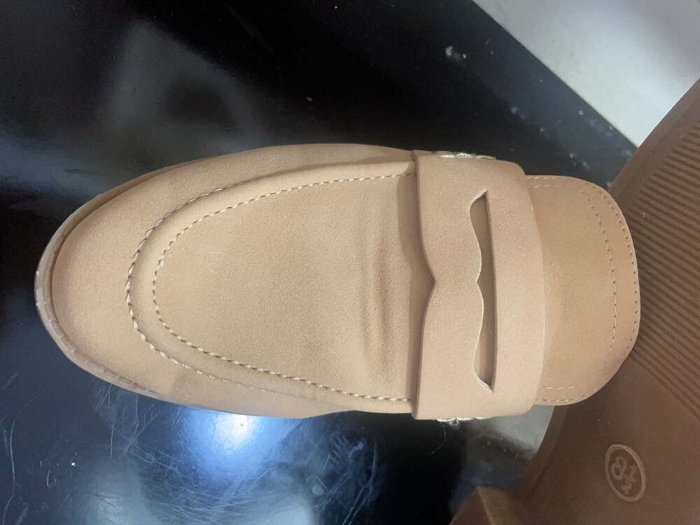 Cynthia Rowley Prescott Tan Faux Suede Penny Loafer Mules Size 8.5M - Picture 9 of 10